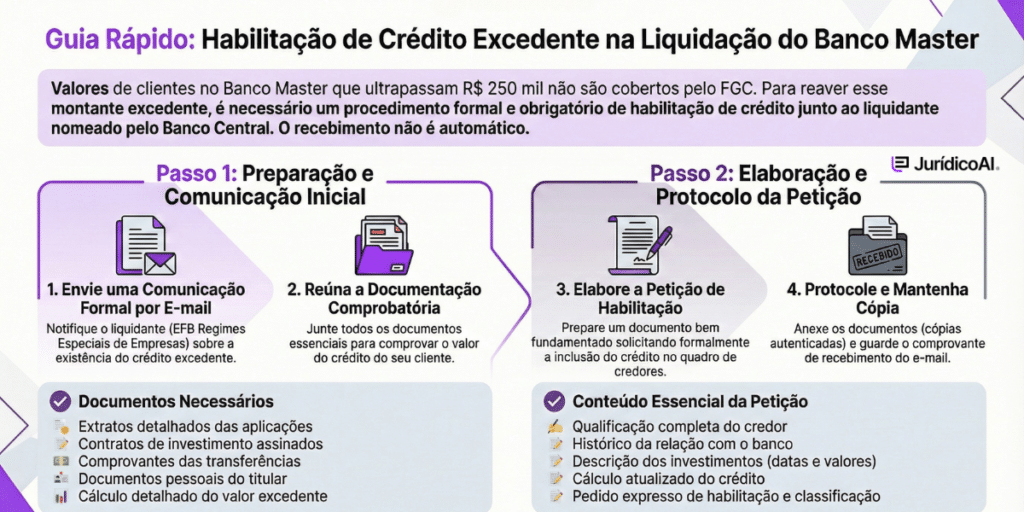 Como habilitar o crédito excedente na massa liquidanda.