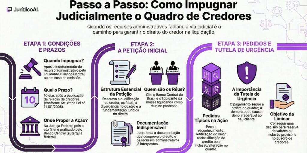 Como impugnar judicialmente o Quadro de Credores.