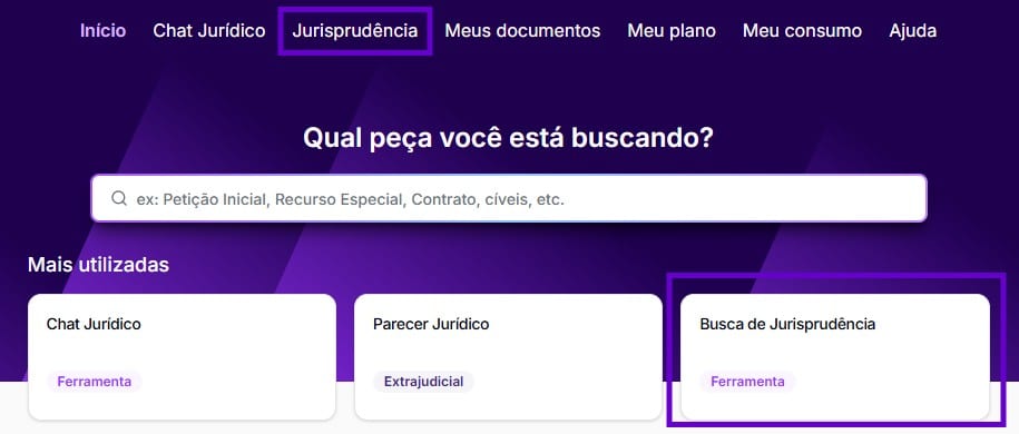 Tela inicial para ir para busca de jurisprudência