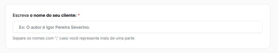 Tela para preencher nome do cliente