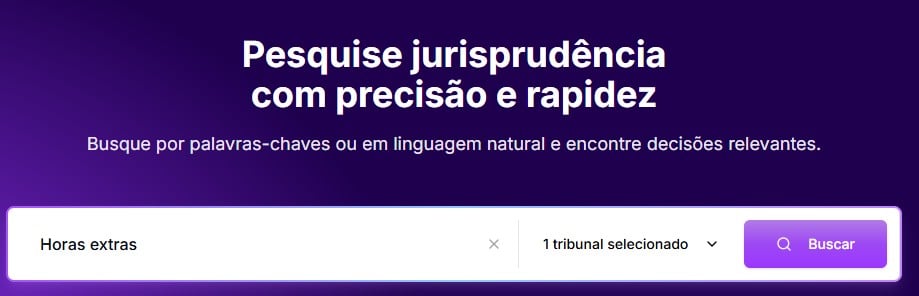 Tela para pesquisar palavra chave na Jurídico AI