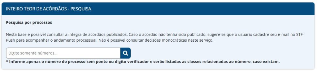 Tela com inteiro teor com acórdãos