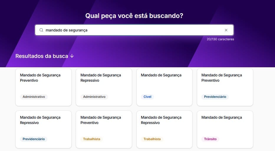 Tela para Pesquisar por “ Mandado de Segurança”
