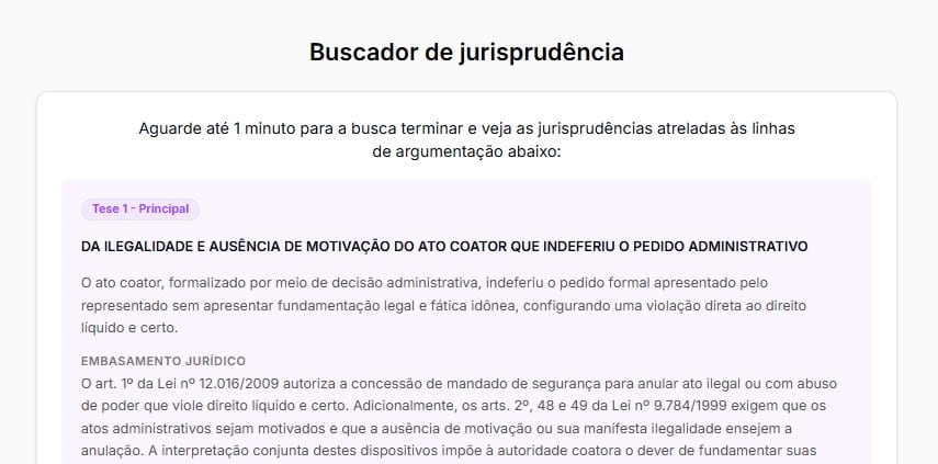 Tela para buscar jurisprudências