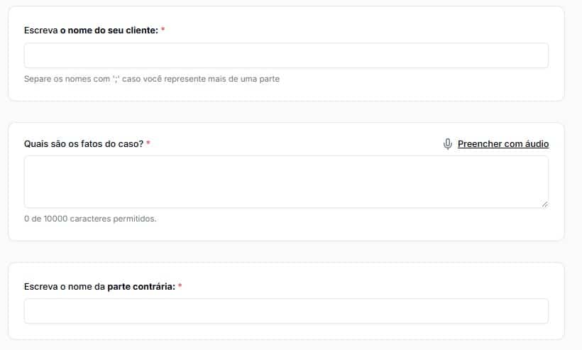 Preencher informação sobre o caso da queixa-crime