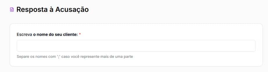 Tela para preencher nome do cliente