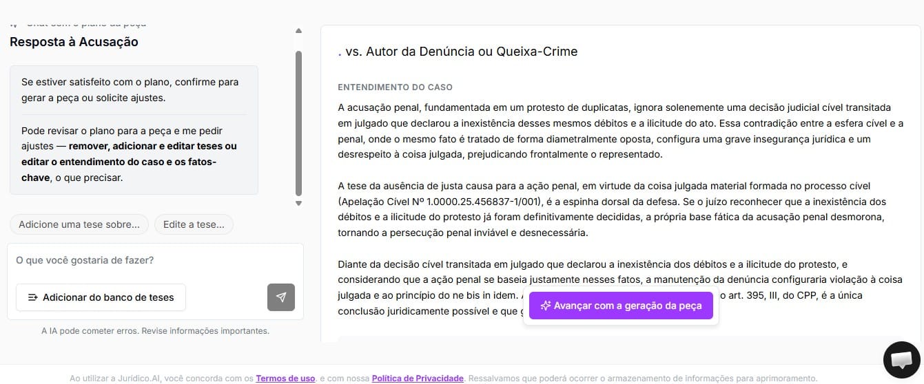 Prévia da Resposta à Acusação