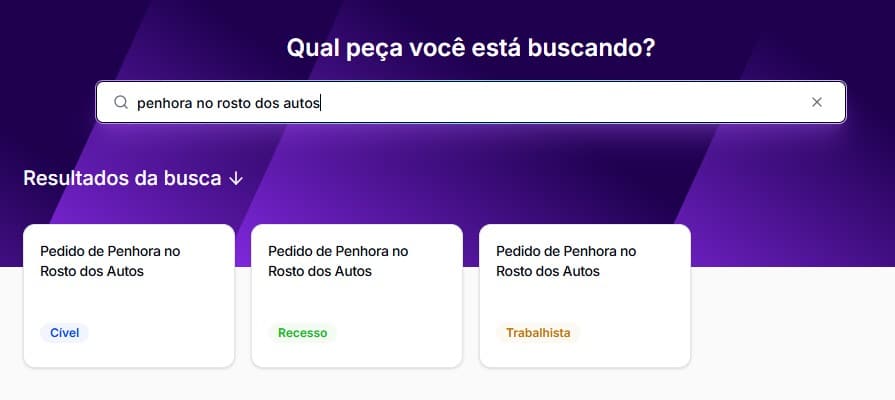 Tela para selecionar penhora no rosto dos autos