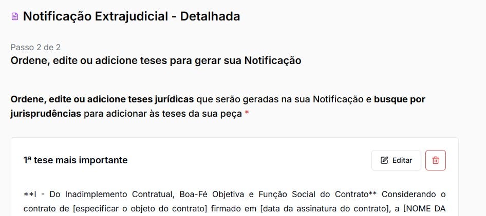 Prévia da notificação de descumprimento contratual