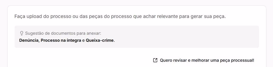 Tela para fazer uploud do processo