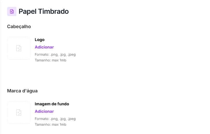 tela para preencher com papel timbrado