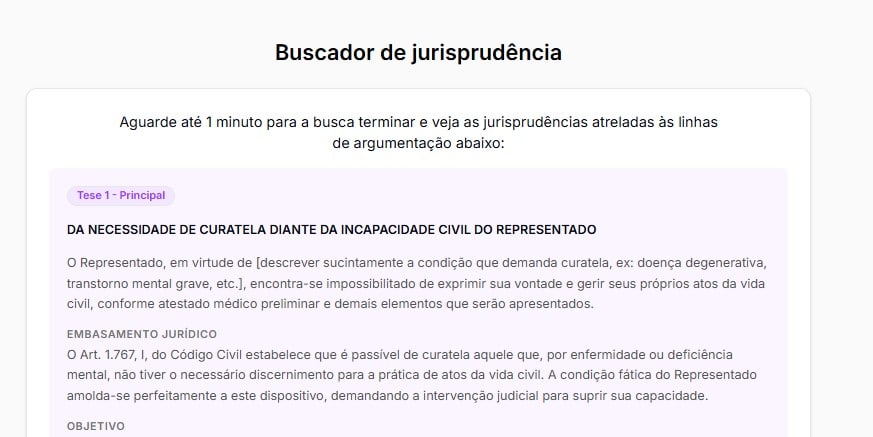 Tela para buscar jurisprudência