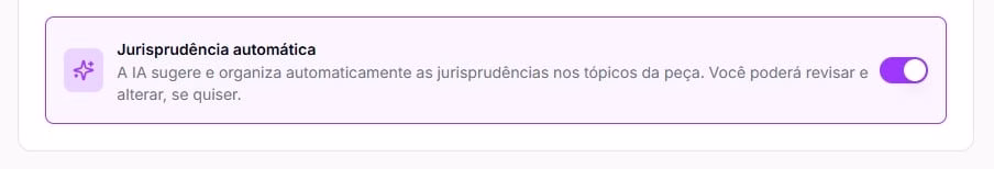 Tela para escolher jurisprudência