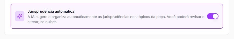 Tela para escolher jurisprudência