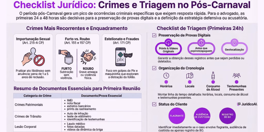 Resumo dos crimes mais comuns no carnaval.