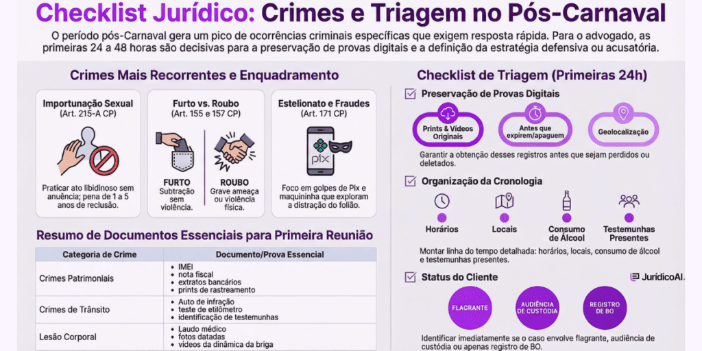 Resumo dos crimes mais comuns no carnaval.