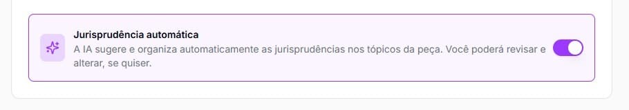 Tela para selecionar busca de jurisprudência