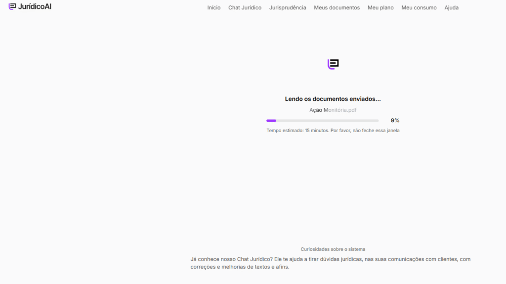 IA da Jurídico AI analisará os documentos anexados e todas as informações registradas no campo de instruções para elaborar o modelo de Embargos à Monitória.