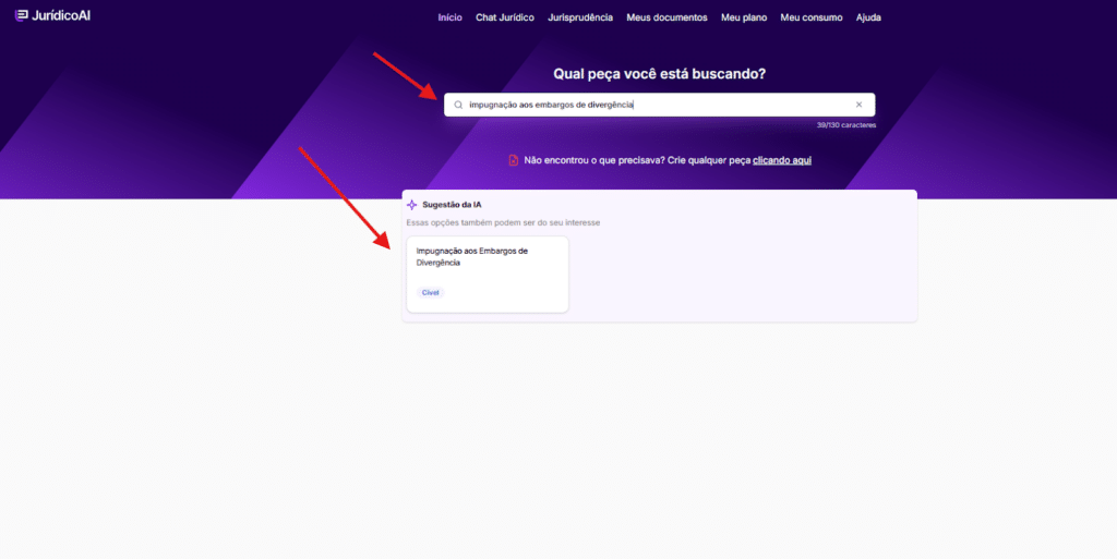 Buscador para criar o modelo de impugnação aos embargos de divergência