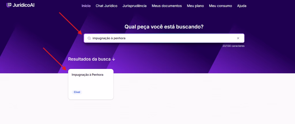 Buscador para fazer o modelo de Impugnação à Penhora