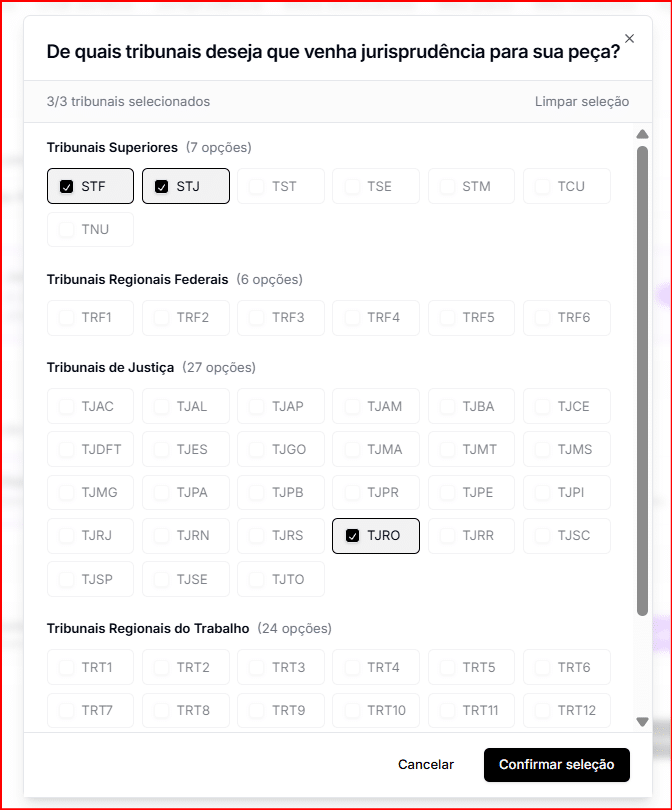 Busca de jurisprudência automática.