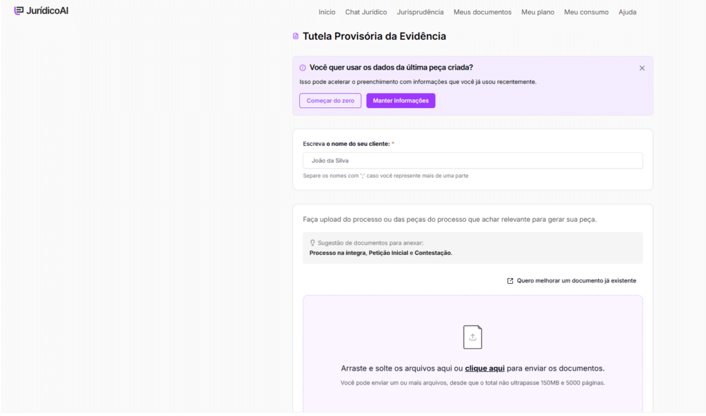 Informações para você criar seu modelo de Tutela Provisória da Evidência