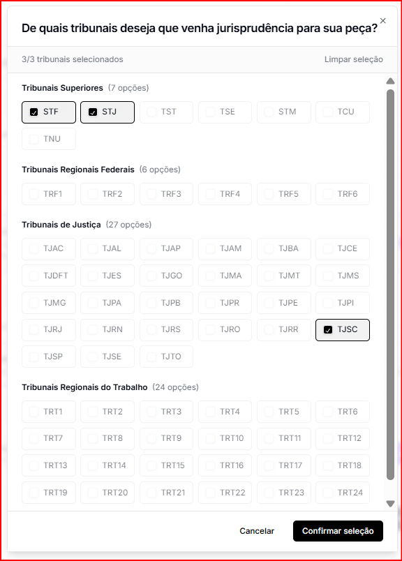 Busca de jurisprudência na Jurídico AI