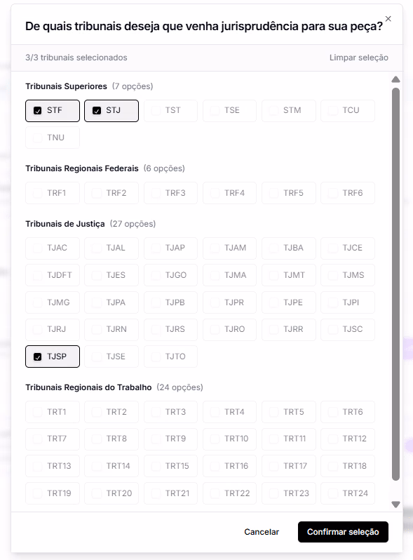Busca de jurisprudência na Jurídico AI