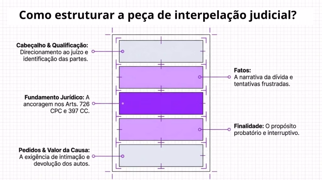 a visualização da estrutura da interpelação judicial 
