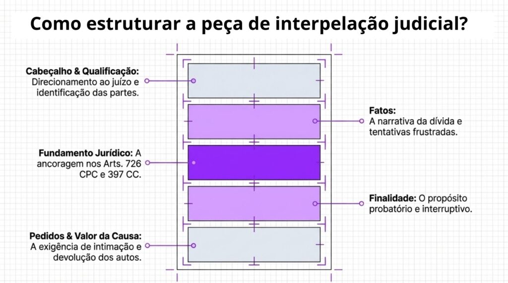 a visualização da estrutura da interpelação judicial