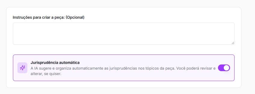 Tela com espaço para preencher instruções de como criar a peça