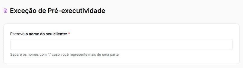 Tela para colocar nome do cliente