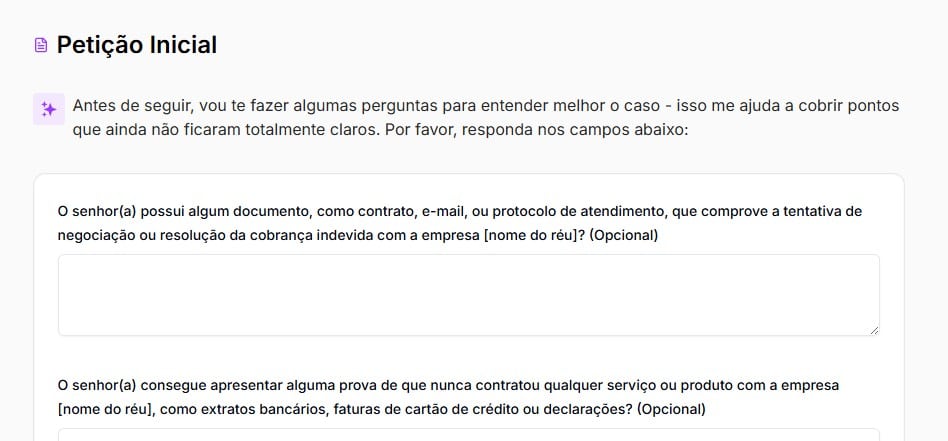 Responda às perguntas personalizadas
