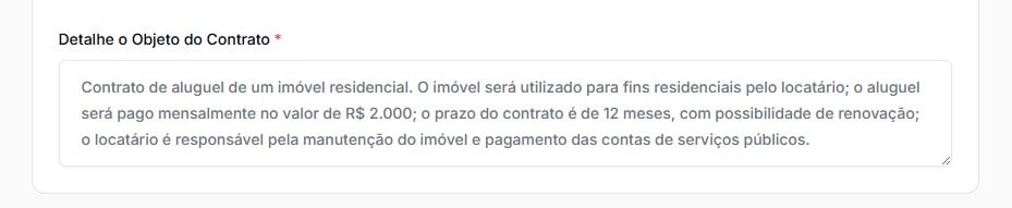 Preencher com objeto do contrato