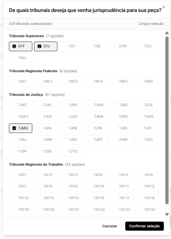 Busca de jurisprudência na Jurídico AI
