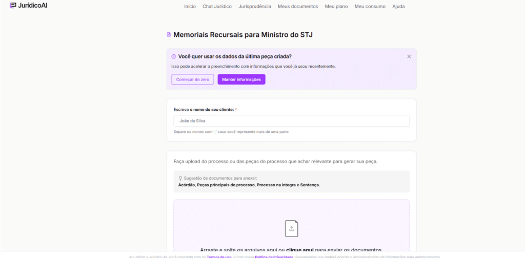Informações essenciais para fazer a peça de Memoriais Recursais para Ministro do STJ.