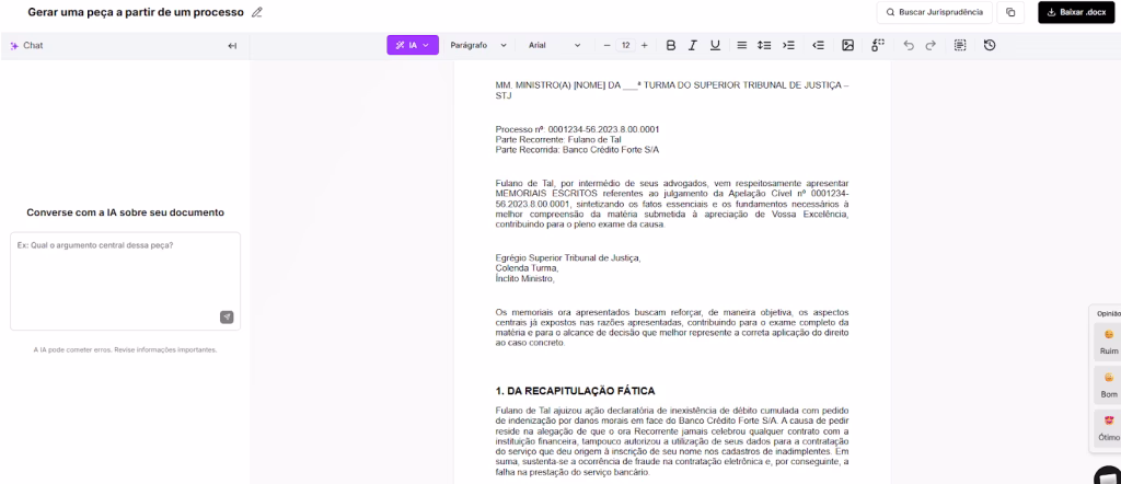 Memoriais Recursais para Ministro do STJ, finalizado.