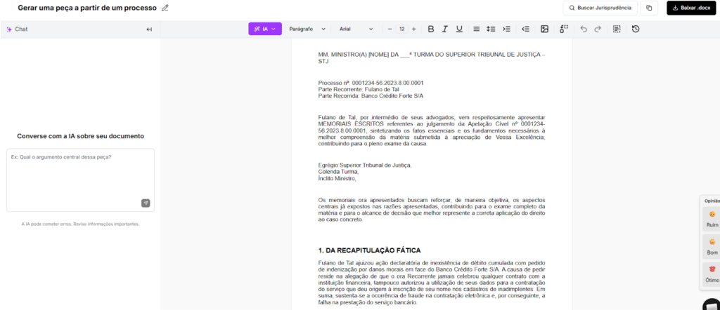 Memoriais Recursais para Ministro do STJ, finalizado.