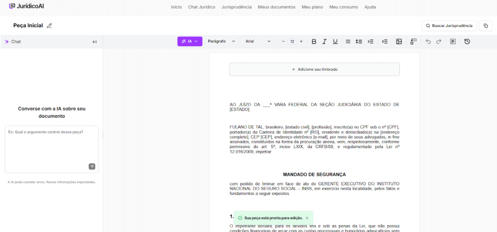 Modelo de Mandado de segurança previdenciário preventivo finalizado
