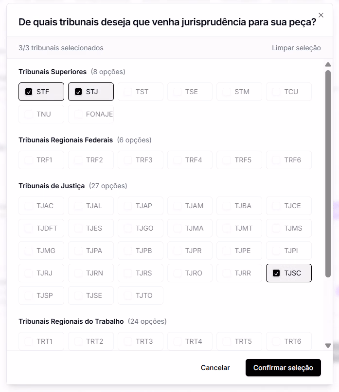 Busca de jurisprudência na Jurídico AI