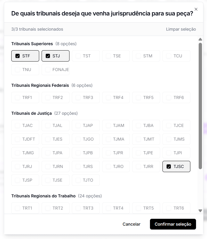 Busca de jurisprudência na Jurídico AI