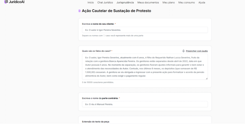 Informações para fazer o modelo de Ação Cautelar de Sustação de Protesto