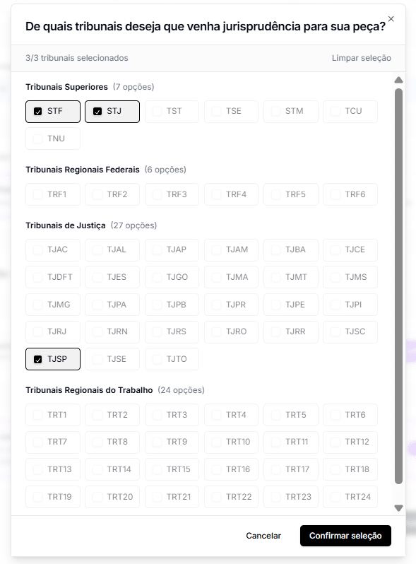 Busca de jurisprudência na Jurídico AI