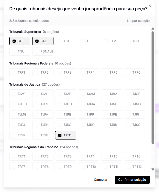Busca de jurisprudência na Jurídico AI