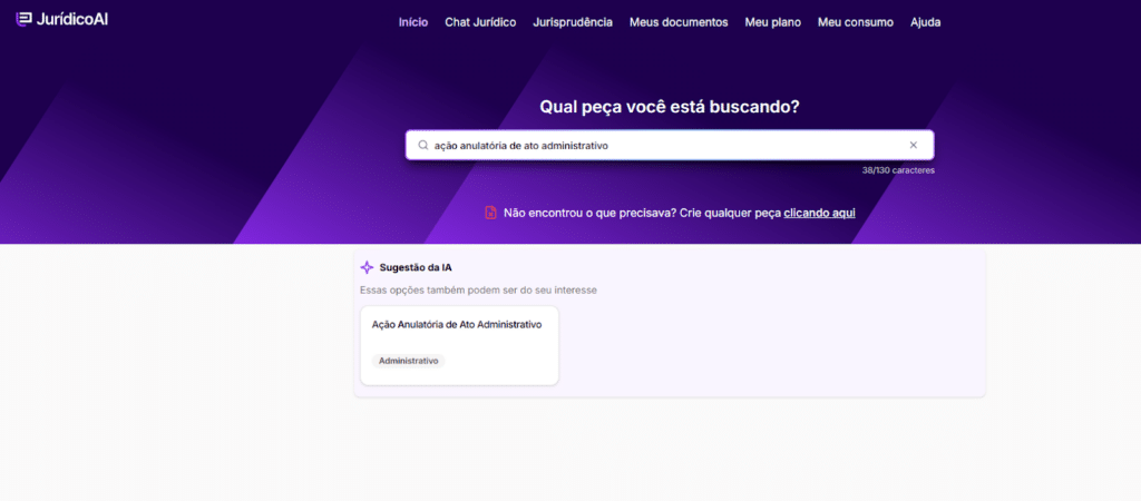 Pesquisa do modelo de Ação Anulatória de Ato Administrativo