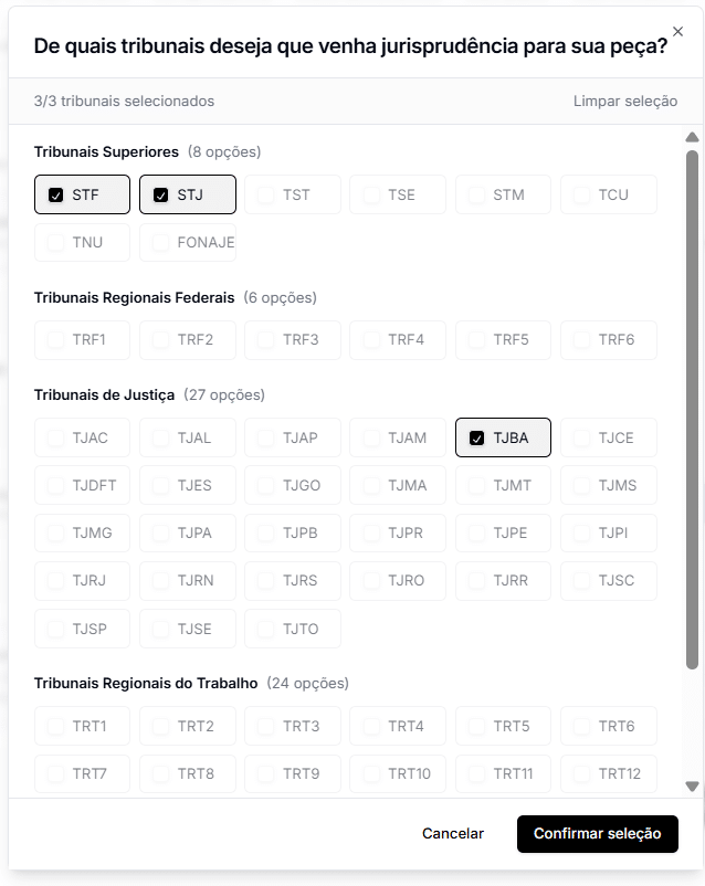 Busca de jurisprudência na Jurídico AI