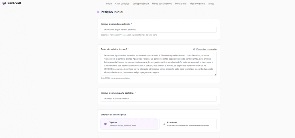Informações para fazer o modelo de Ação de Prestação de Contas  