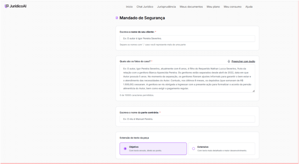 Criando Modelo de mandado de segurança concurso público