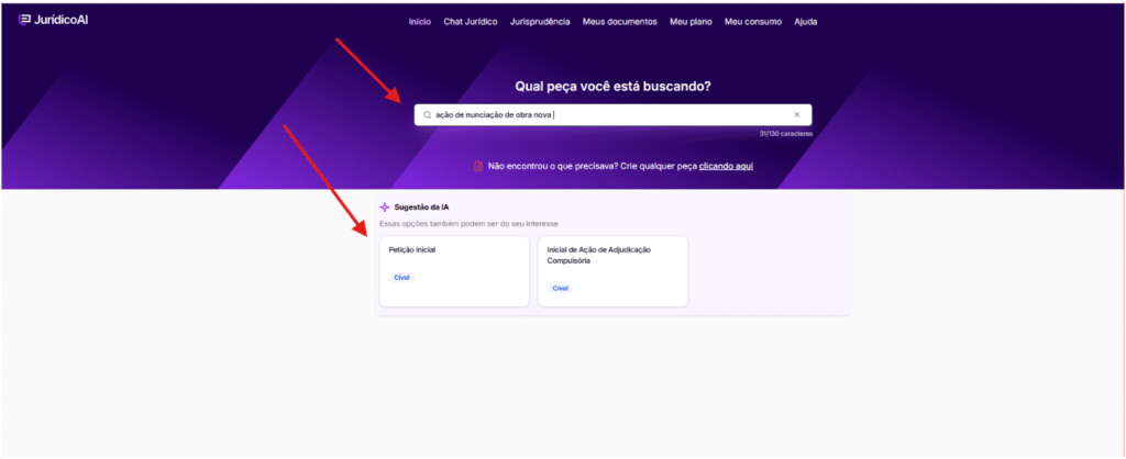 Pesquisa do modelo de Ação de Nunciação de Obra Nova
