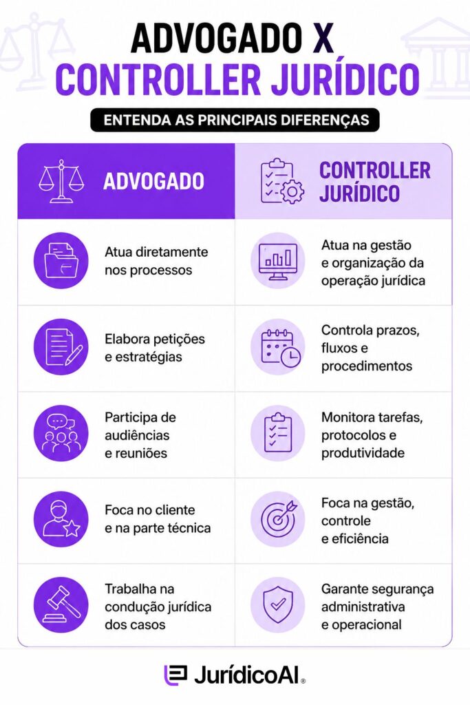 Qual a diferença entre o controller jurídico  e o advogado?